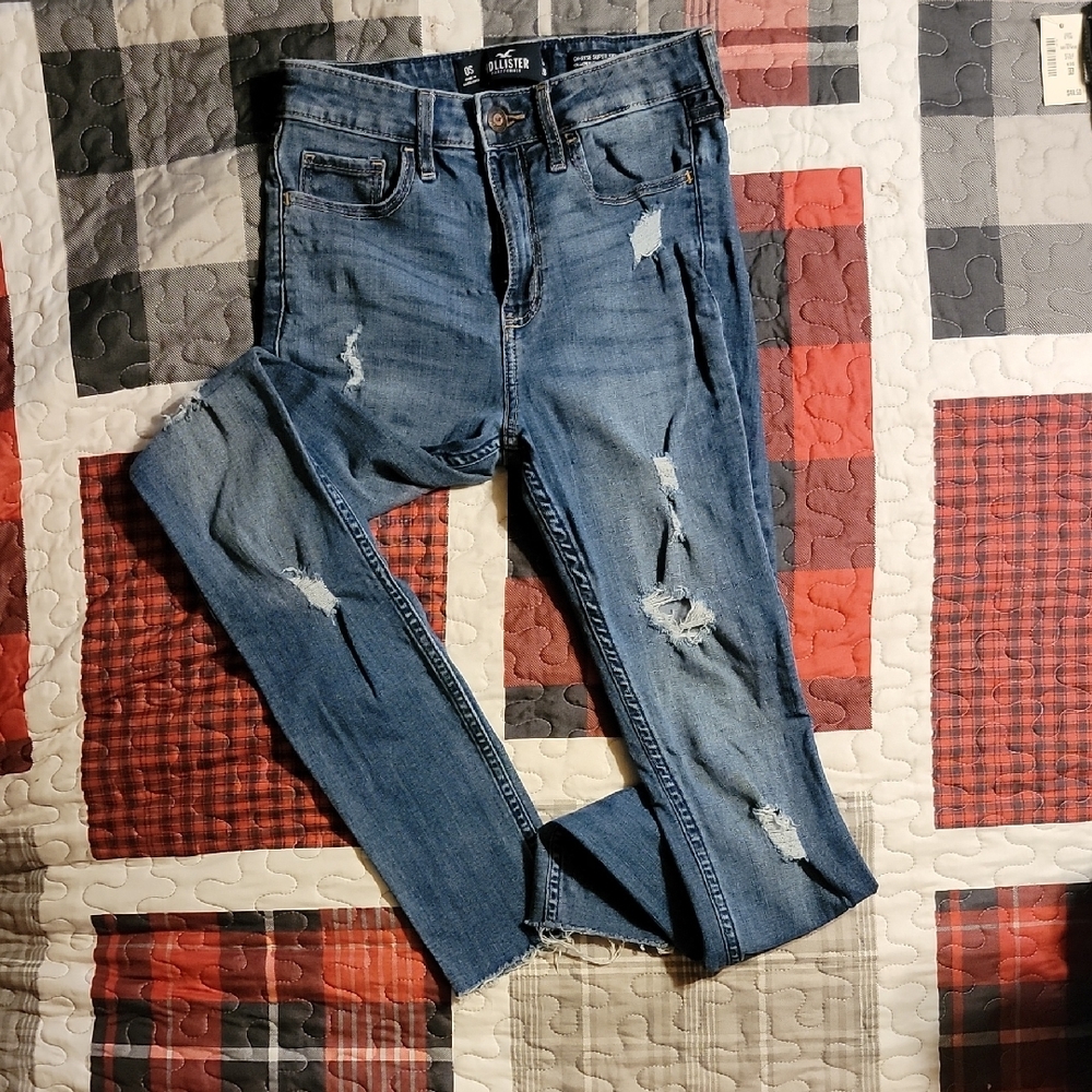 Hollister Women's Skinny Jeans - Distressed Blue